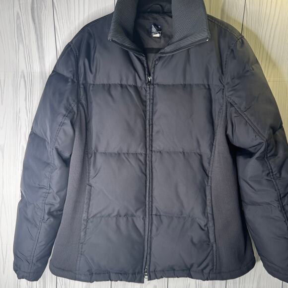 Y2K GAP Womens XL Black Down Filled Insulated Quilted Puffer Ribbed Collar - Picture 1 of 8